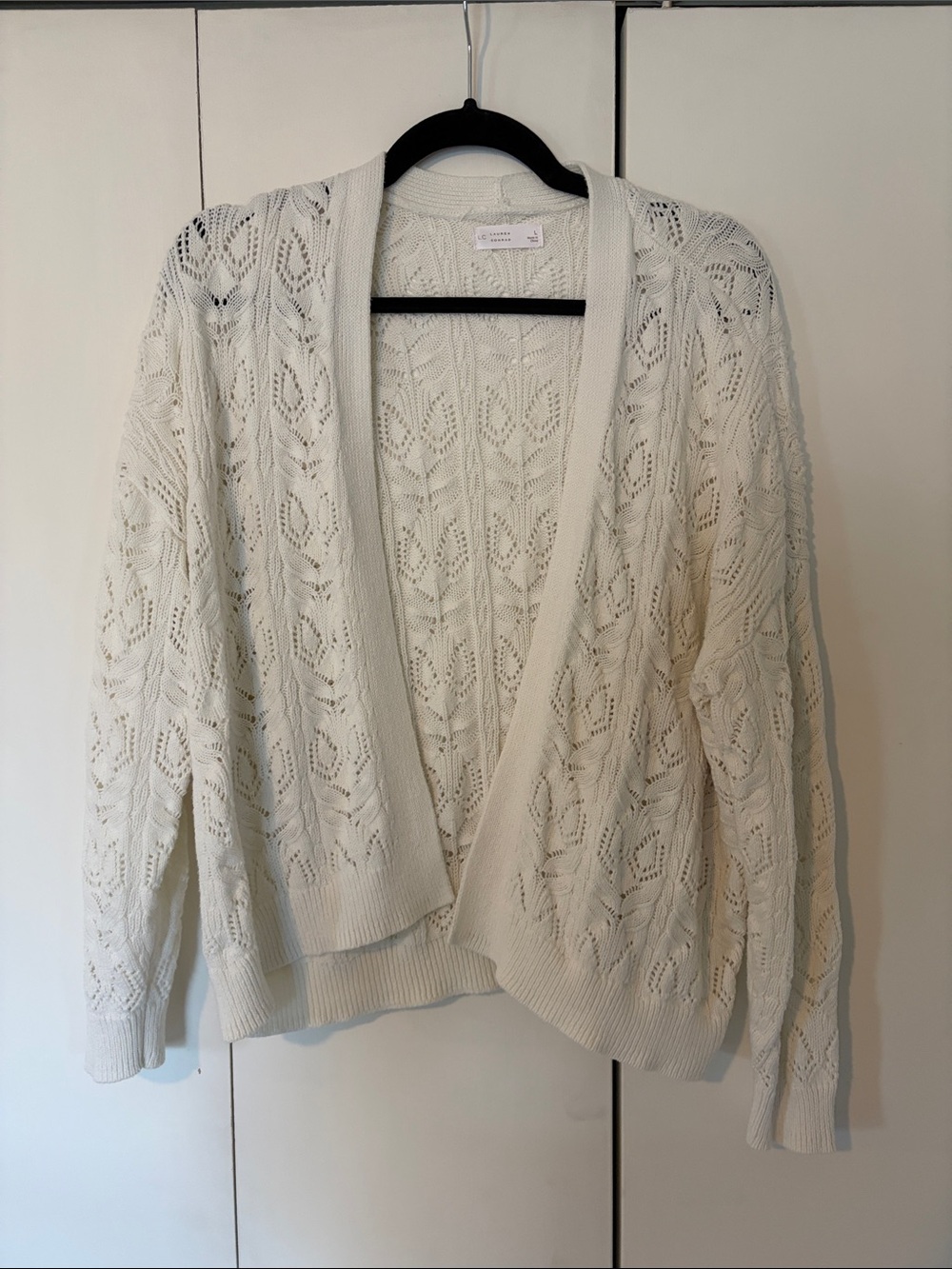 LC Lauren Conrad Cream Open-Knit Cardigan